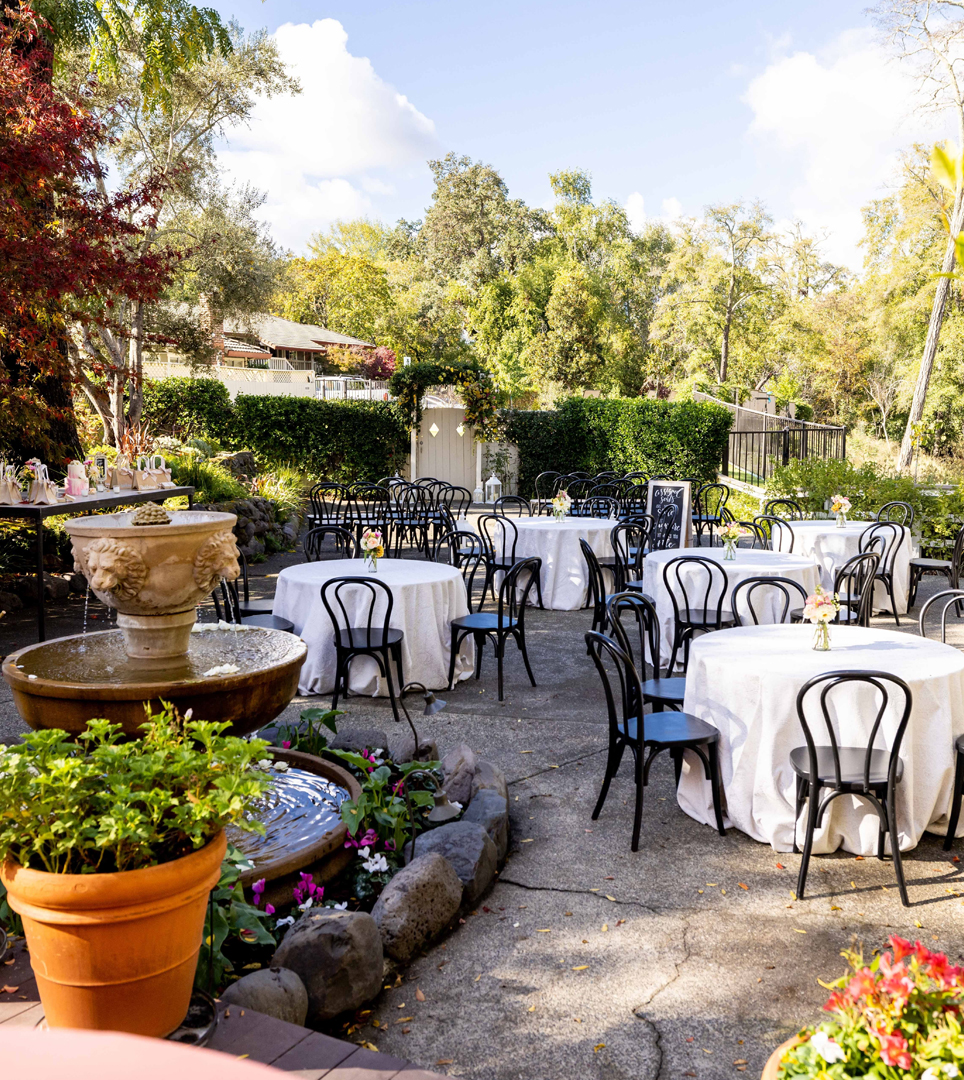 ENJOY DINING AT OUR OUTDOOR CREEKSIDE PATIO